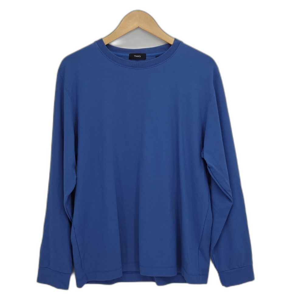 Theory Mens Ryder Long Sleeve Shirt Crew Neck Blue Relay Jersey Knit Large